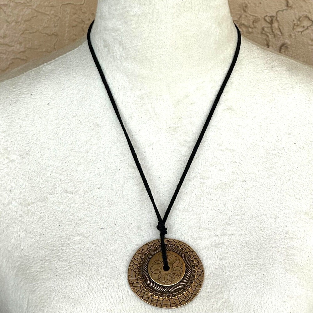 Vintage Signed Chico's Double Pendant Necklace Retro Steampunk Style Bronze Tone
